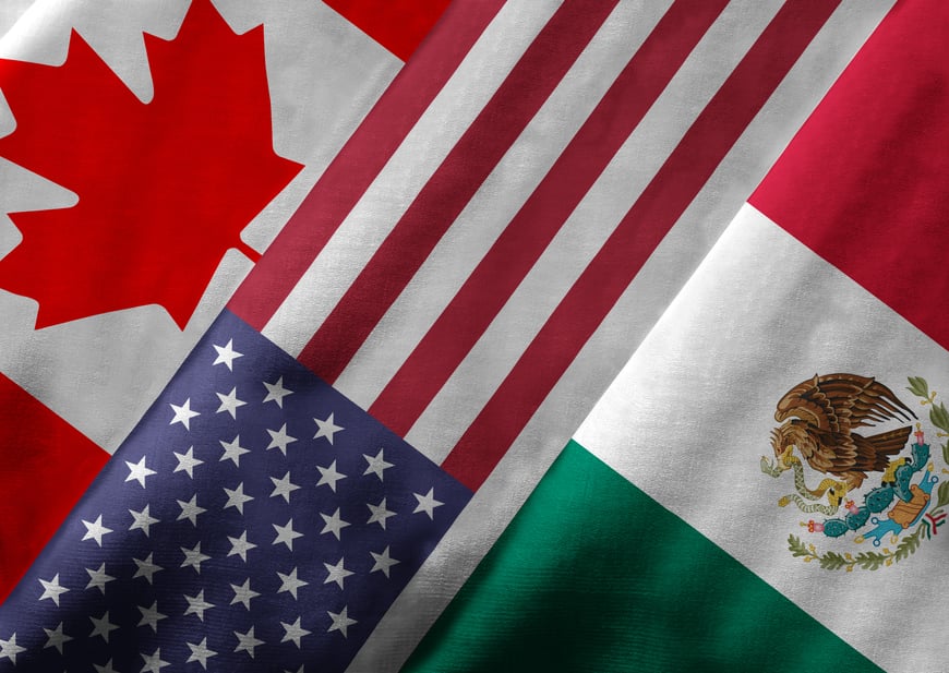 Canada US Mexico Flags